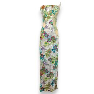NWOT Miss Bikini Luxe Floral Strapless Sheer Mesh Burnout Maxi Dress Size US 6